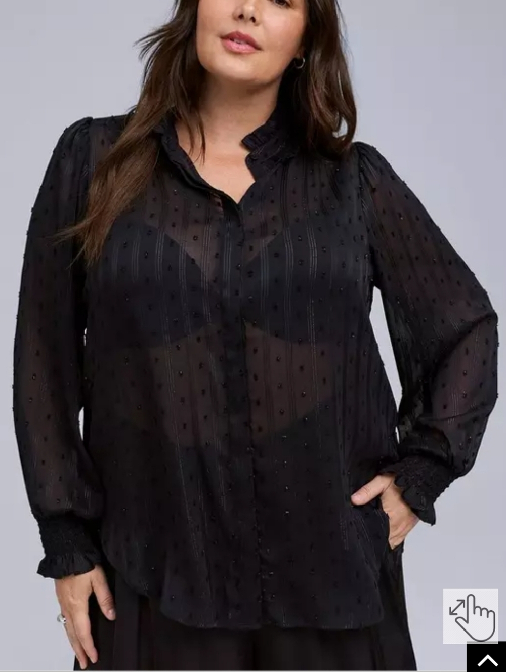 NWOT Torrid Belle Isle Black Sheer Swiss Dot Button-Up Blouse